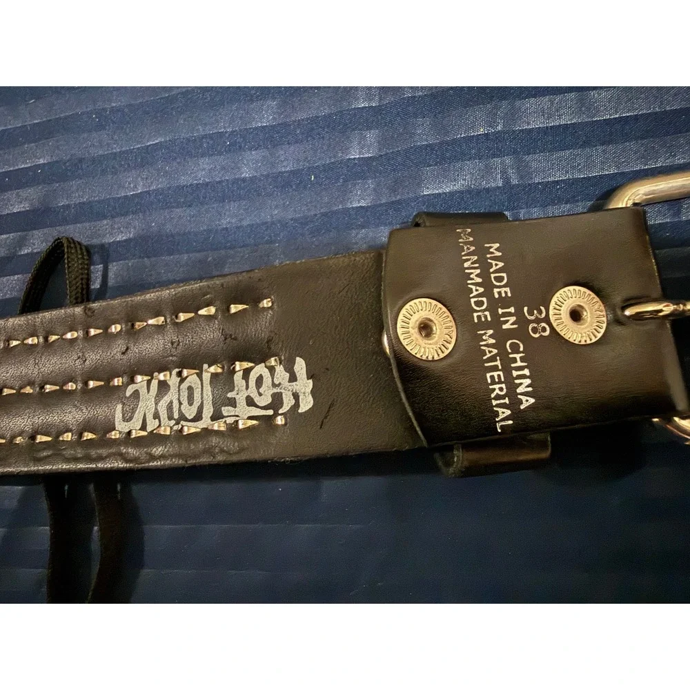 Hot Topic Black 3 Row Silver Pyramid Studded Punk Belt Size 38 Emo Grunge